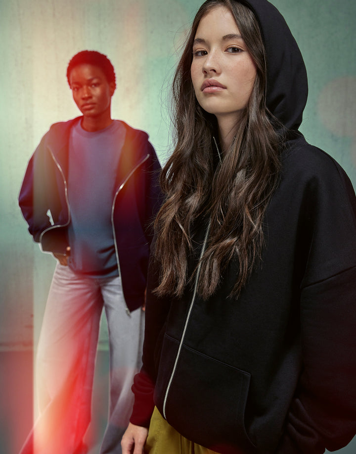 Unisex Oversized Zip Hoodie INFLUENCE - black