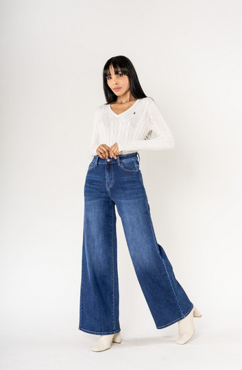 Wide Leg Jeans - dunkelblau