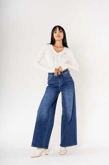 Wide Leg Jeans - dunkelblau