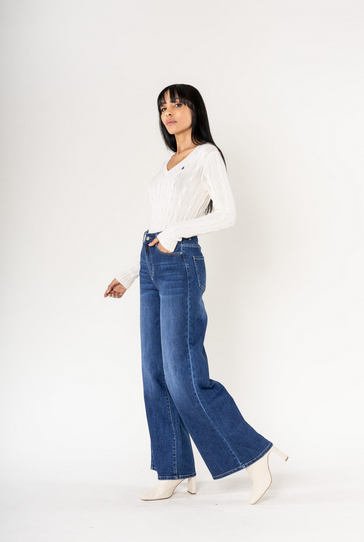 Wide Leg Jeans - dunkelblau