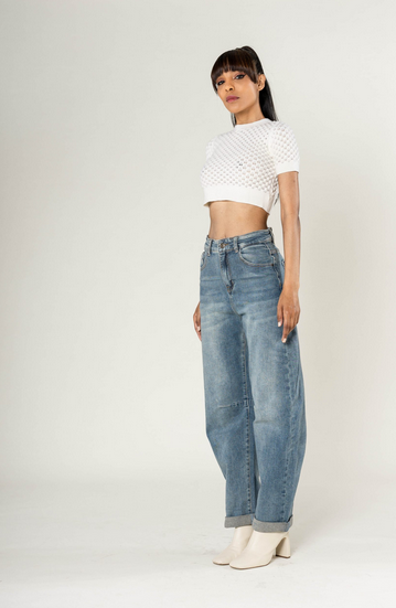 Barrel Jeans - grau