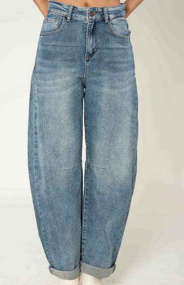 Barrel Jeans - grau
