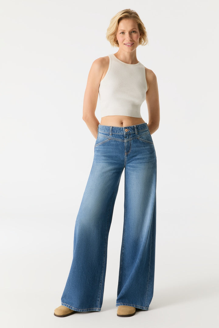 HAZEL Wide Leg Jeans - medium blue