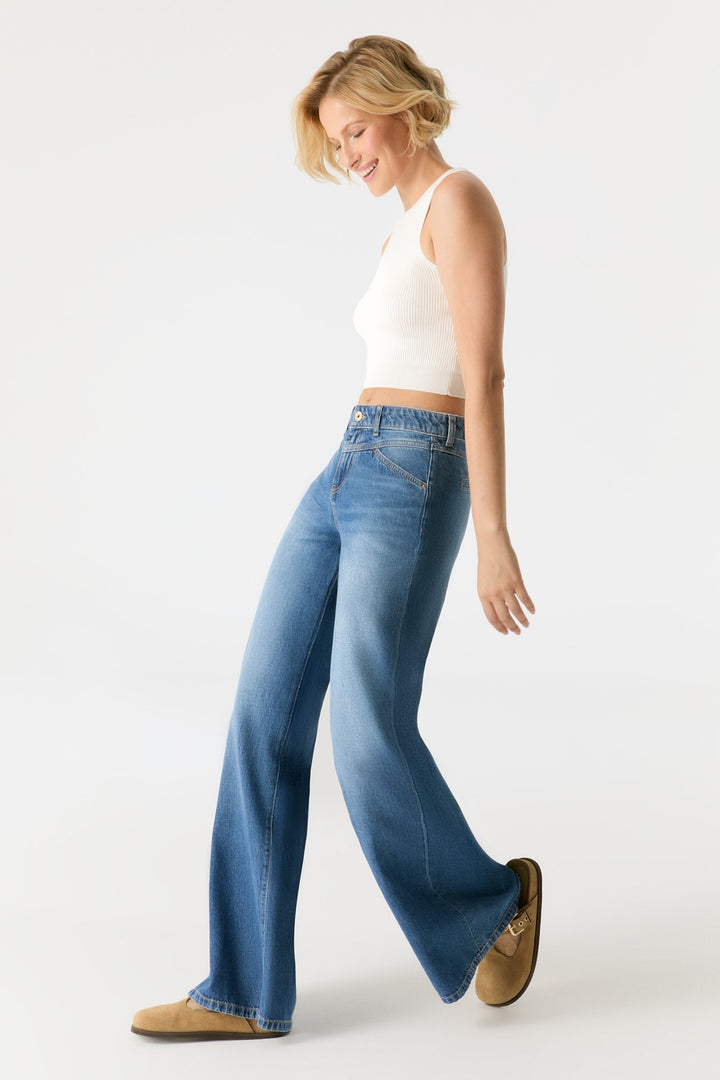 HAZEL Wide Leg Jeans - medium blue
