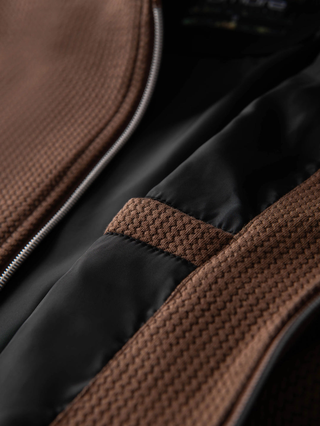 strukturierte Bikerjacke mit Stehkragen - braun