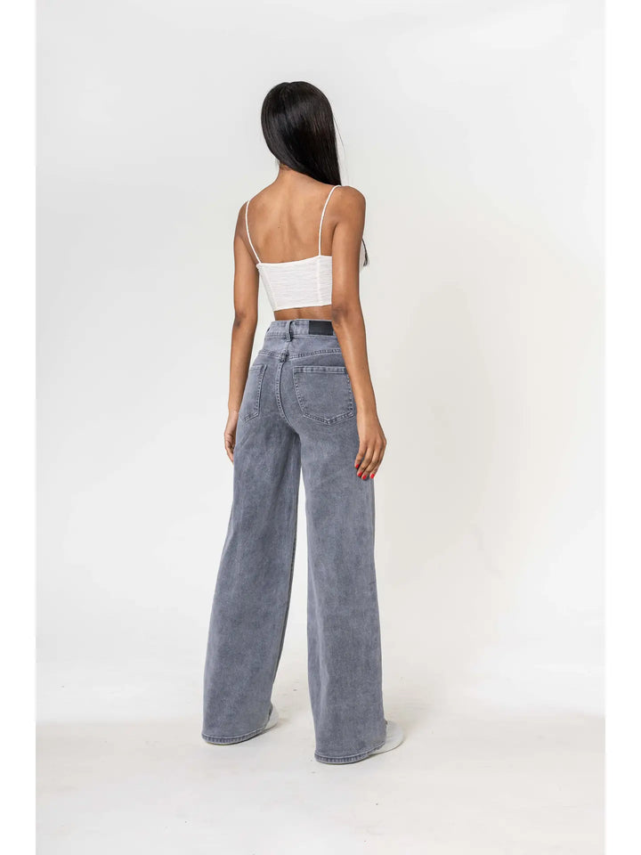 Wide Leg Jeans - hellgrau