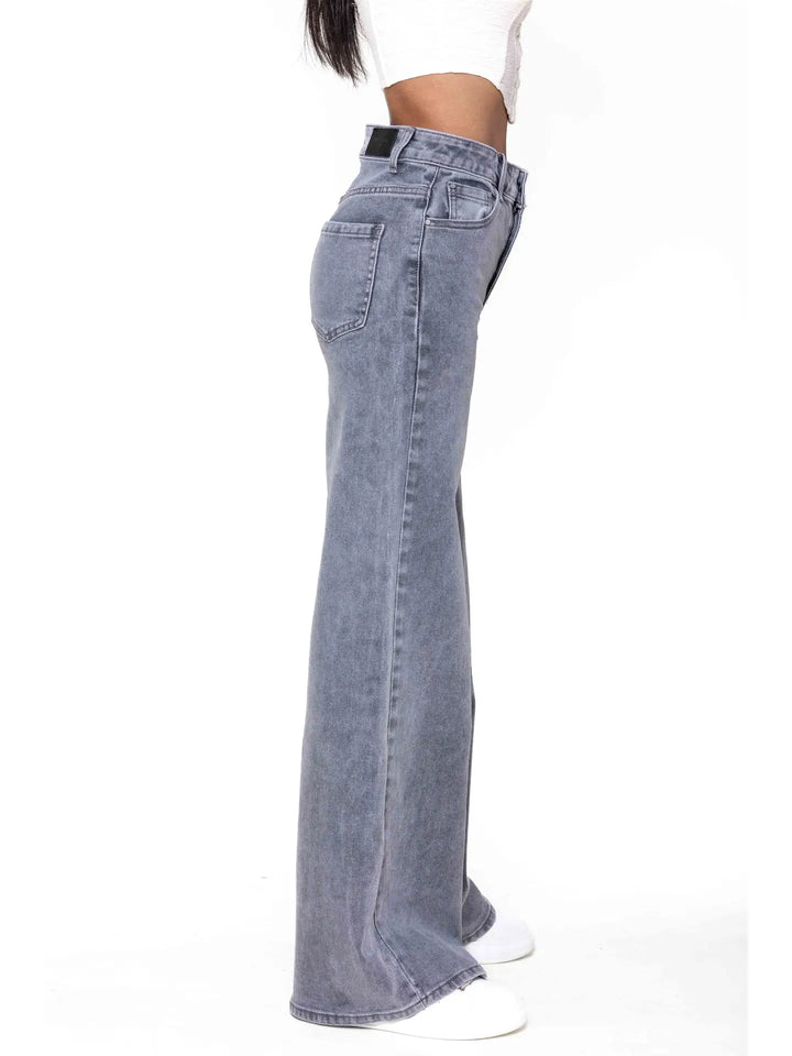 Wide Leg Jeans - hellgrau