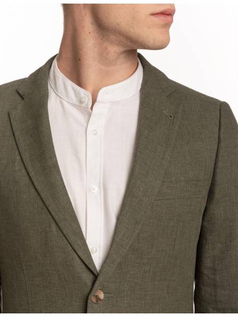 Regular Fit Sakko für Herren aus Baumwoll-Leinen in grün I Hochzeit