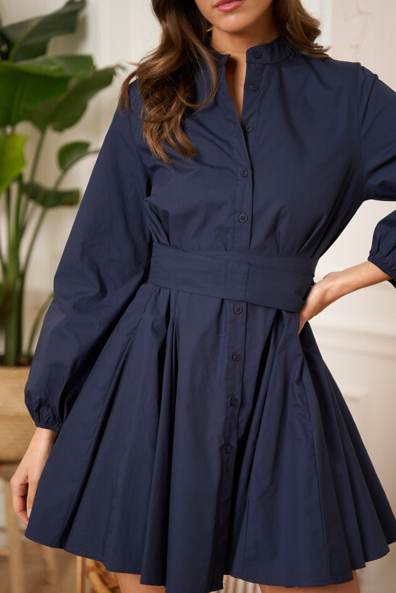 Hemdkleid aus Baumwolle in royal & navy blau I Kleider kaufen