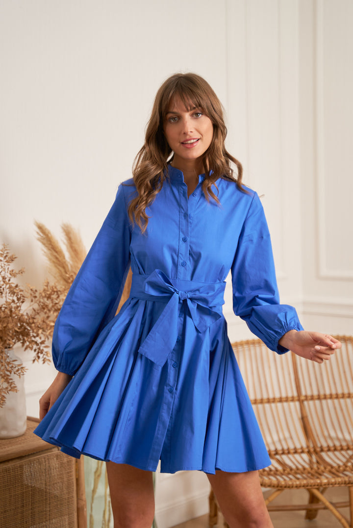 Hemdkleid aus Baumwolle in royal & navy blau I Kleider kaufen