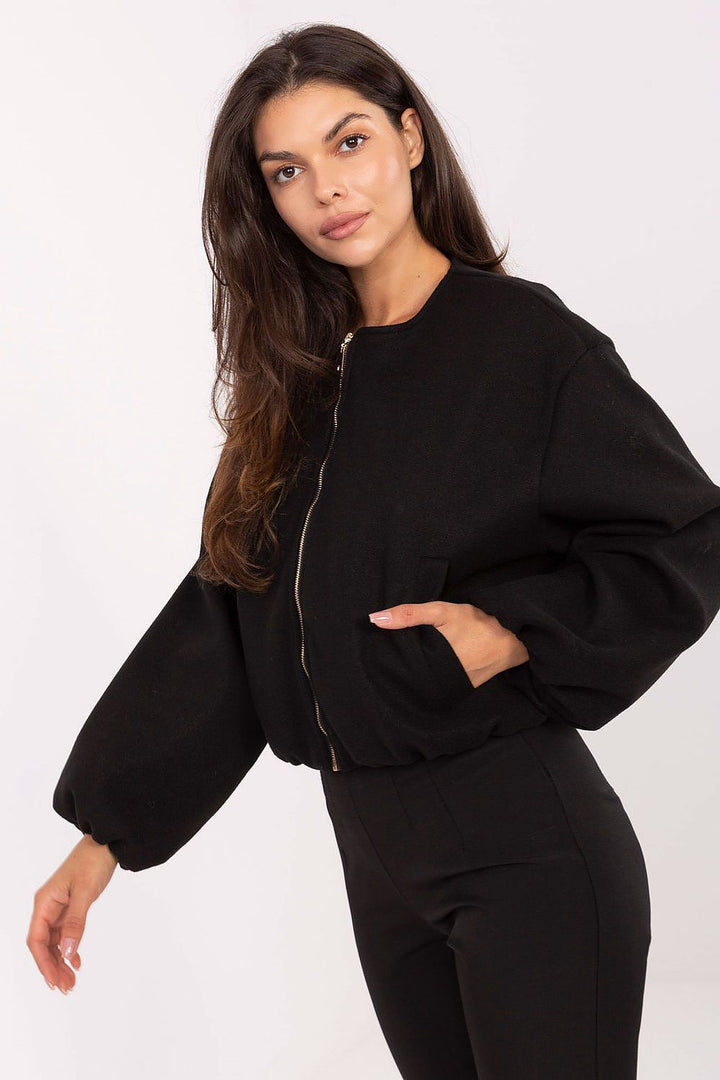 Cropped-Übergangsjacke - schwarz