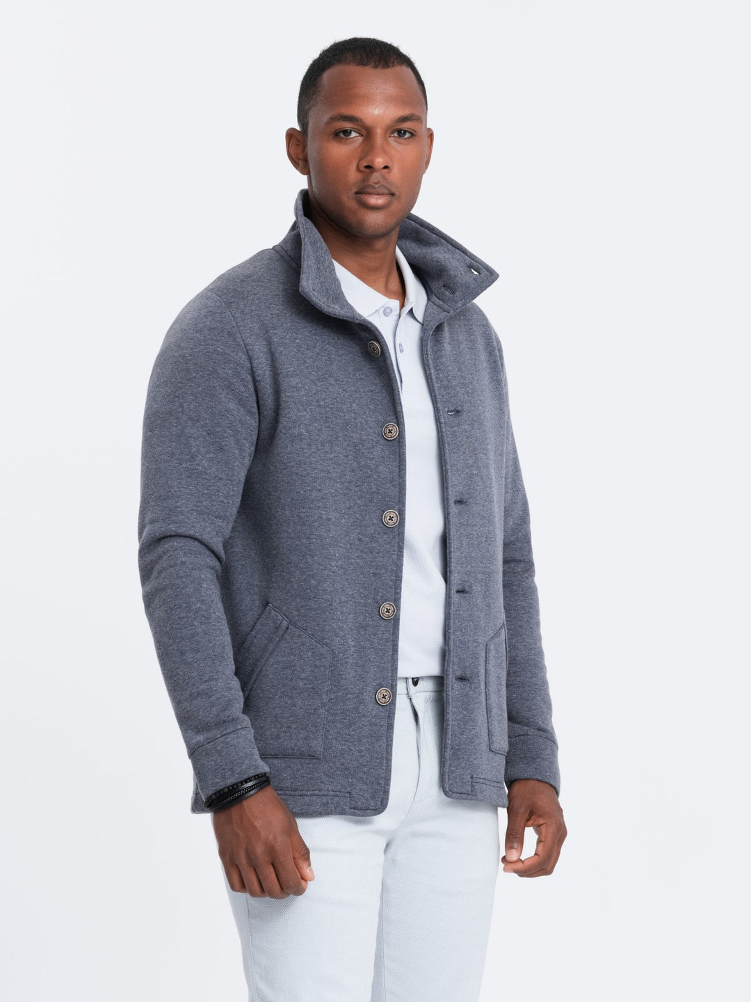 Button-Down-Sweatshirtjacke