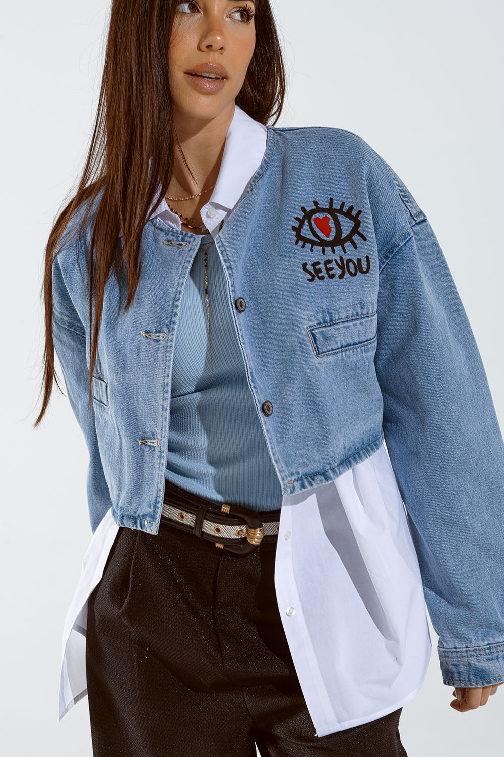 Cropped-Jeansjacke SEE YOU