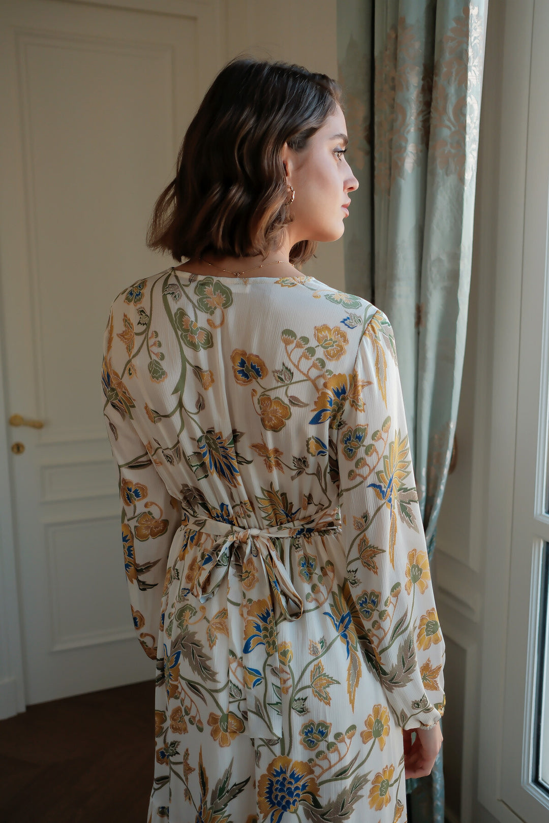 Maxikleid AICHA mit Blumendruck & Schleife