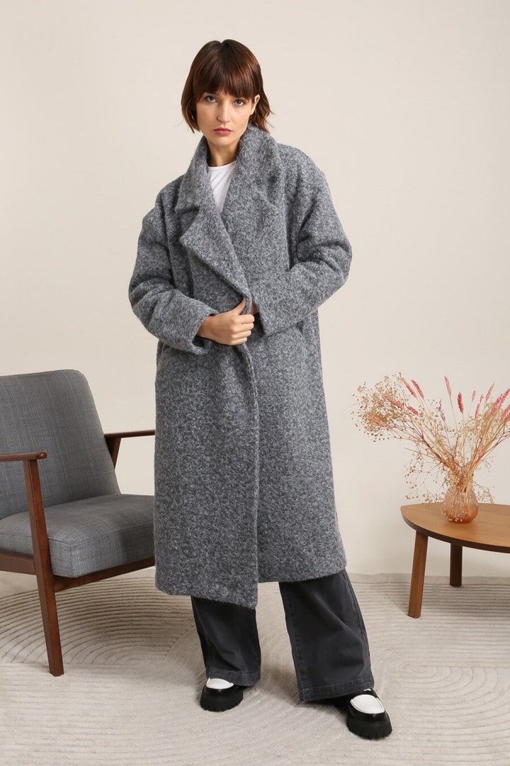 Wintermantel - grau/khaki