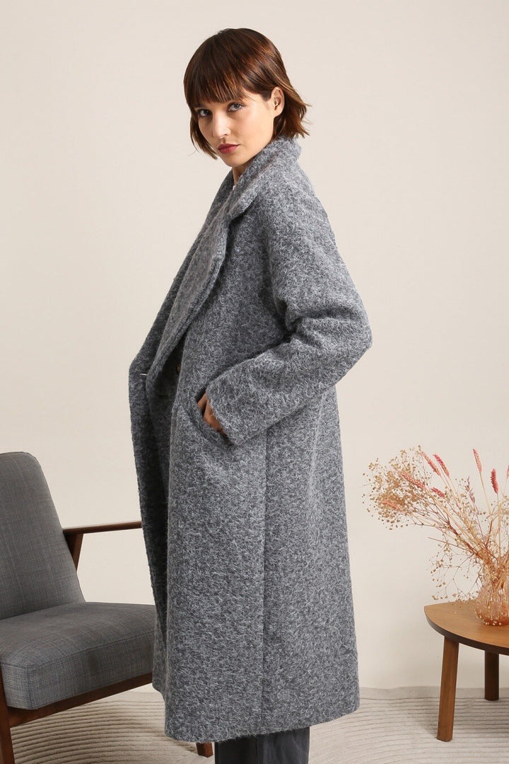 Wintermantel - grau/khaki