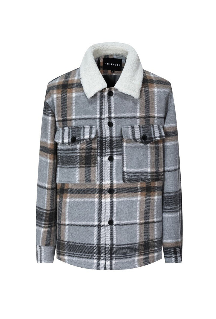 Flanellartige Holzfällerjacke mit Schafkragen.