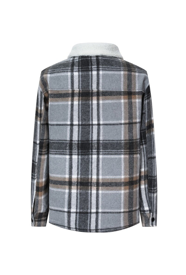 Flanellartige Holzfällerjacke mit Schafkragen.