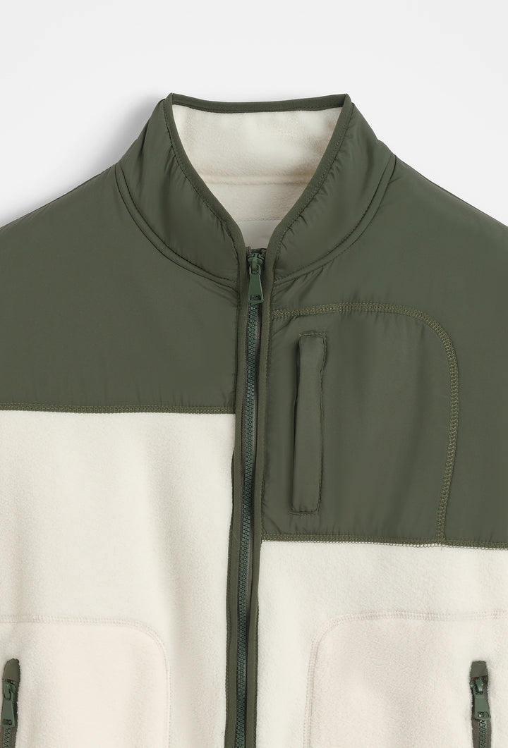 Jacke mit Reißverschluss – beige/grün