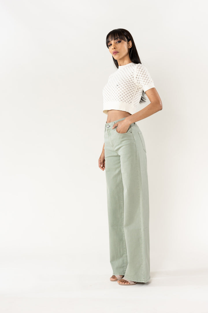 High-Waisted Wide Leg Jeans 70-Retro