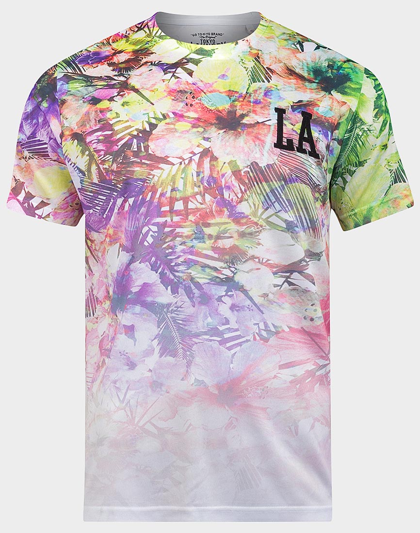 T-Shirt LA Gradient mit floralem Muster