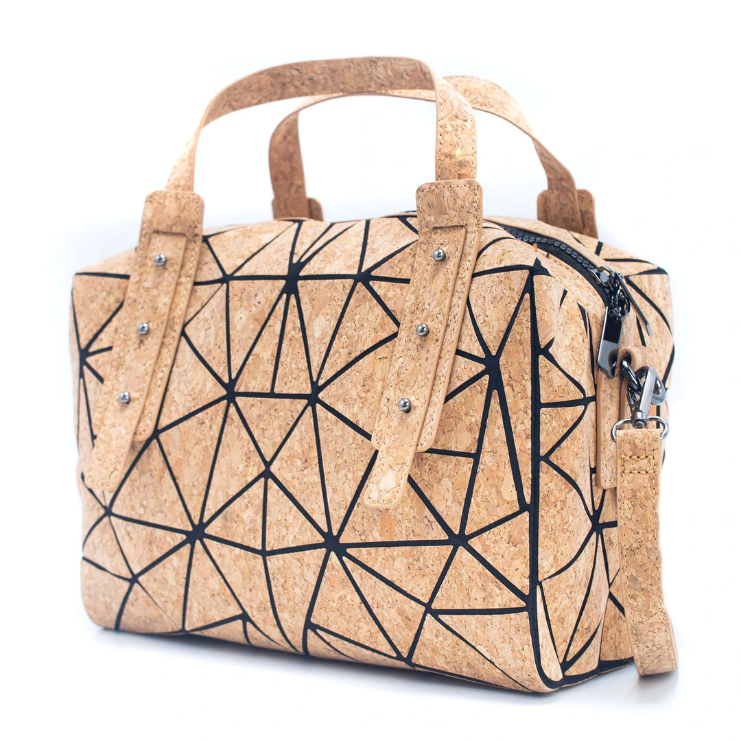 Geometrische Kork-Handtasche, vegan, handmade