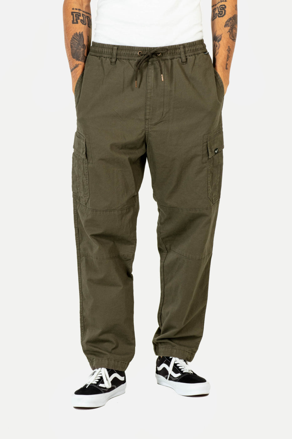 Chino ample Reflex, velours côtelé vert foncé 