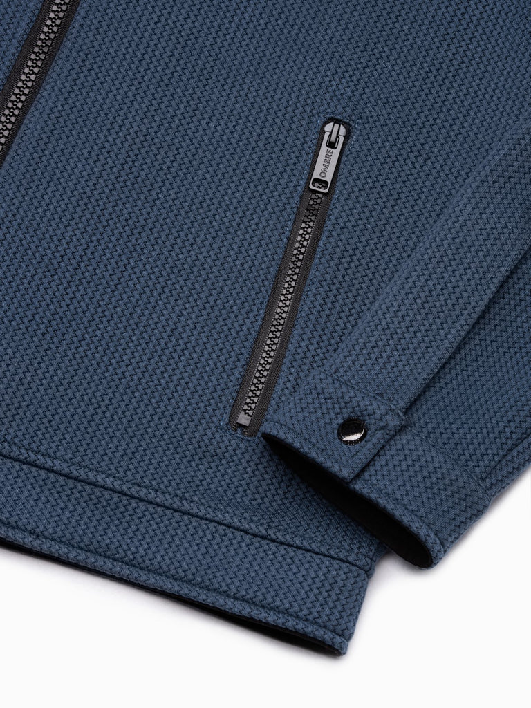 Jacquard-Sweatjacke mit Reißverschluss für Herren in blau kaufen