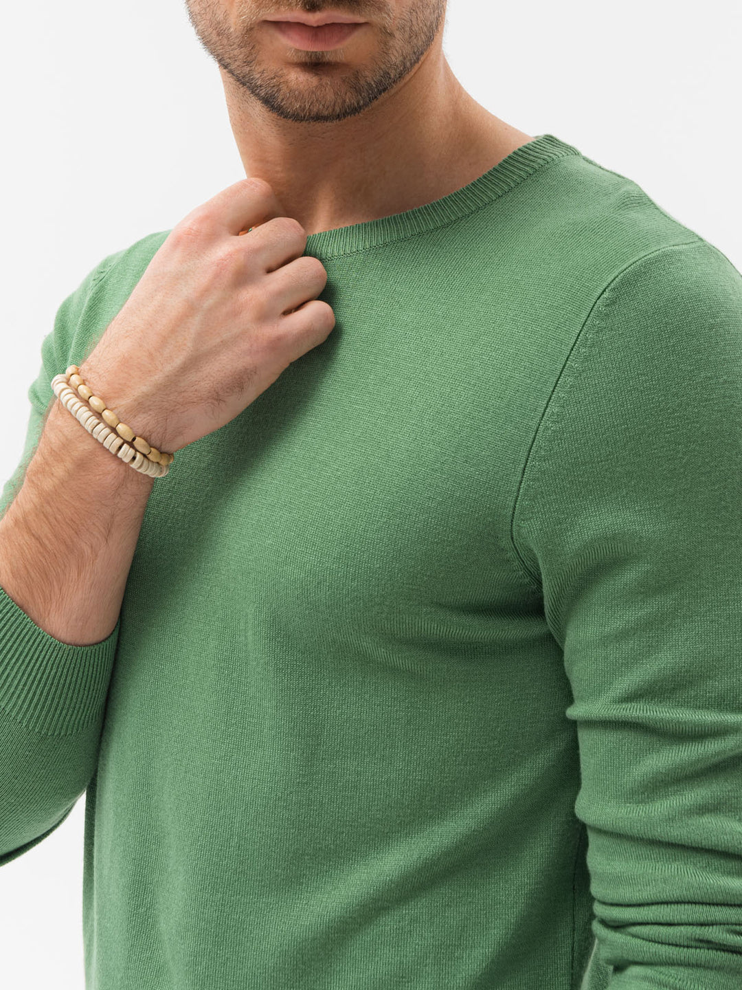 Pull col rond, vert clair 